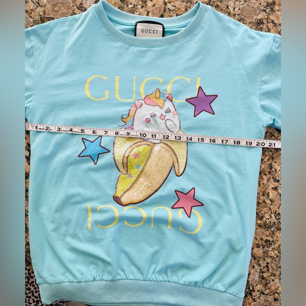 GUCCI Women's Bananya Crewneck Sweater Sequin
Embellished Cotton Blue - Picture 14 of 14